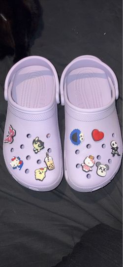 Crocs Classic Clog Lavender Purple M8 W10 w/ Cute Jibbitz Charms