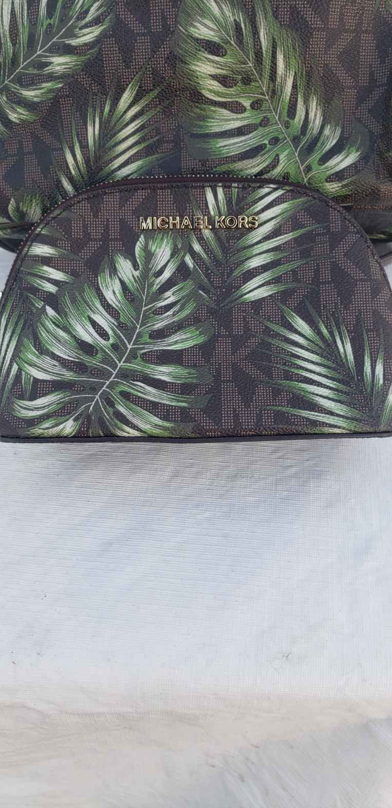 Michael Kors Abbey Signature Palm Leaf Medium Leather Backpack