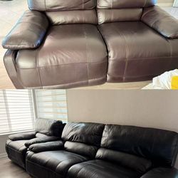 Genuine Leather Power Reclining Sofa Set