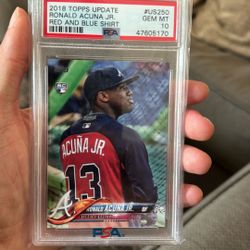 2018 Topps Update Ronald Acuna Jr. Red And Blue Shirt SP Rookie PSA 10
