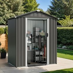 5X3 FT Outdoor Storage Shed,Waterproof Metal Garden Sheds with Lockable Double Door,Weather Resistant Steel Tool Storage House Shed Grey