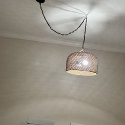 Hampton Bay Summerpoint 2-Light Black Shaded Pendant Light with Natural Woven Shade