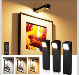 SET OF 3 PopoIron Picture Lights for Wall with RGB Colors, Battery Powered - brand new