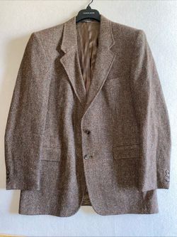 Vintage Levi's Wool Herringbone Tweed Blazer Men's 42L Brown USA