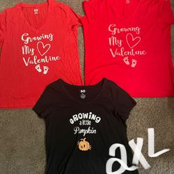 2XL Pregnancy Shirts (Growing a Little Pumpkin & Growing My Valentine Etc)