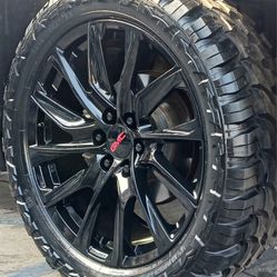 22" Chevy Silverado GMC Sierra Replica Wheels & Tires OFF-ROAD Tahoe Suburban Escalade Yukon Ram Tundra Titan Rims Rines Llantas.. Setof4 
