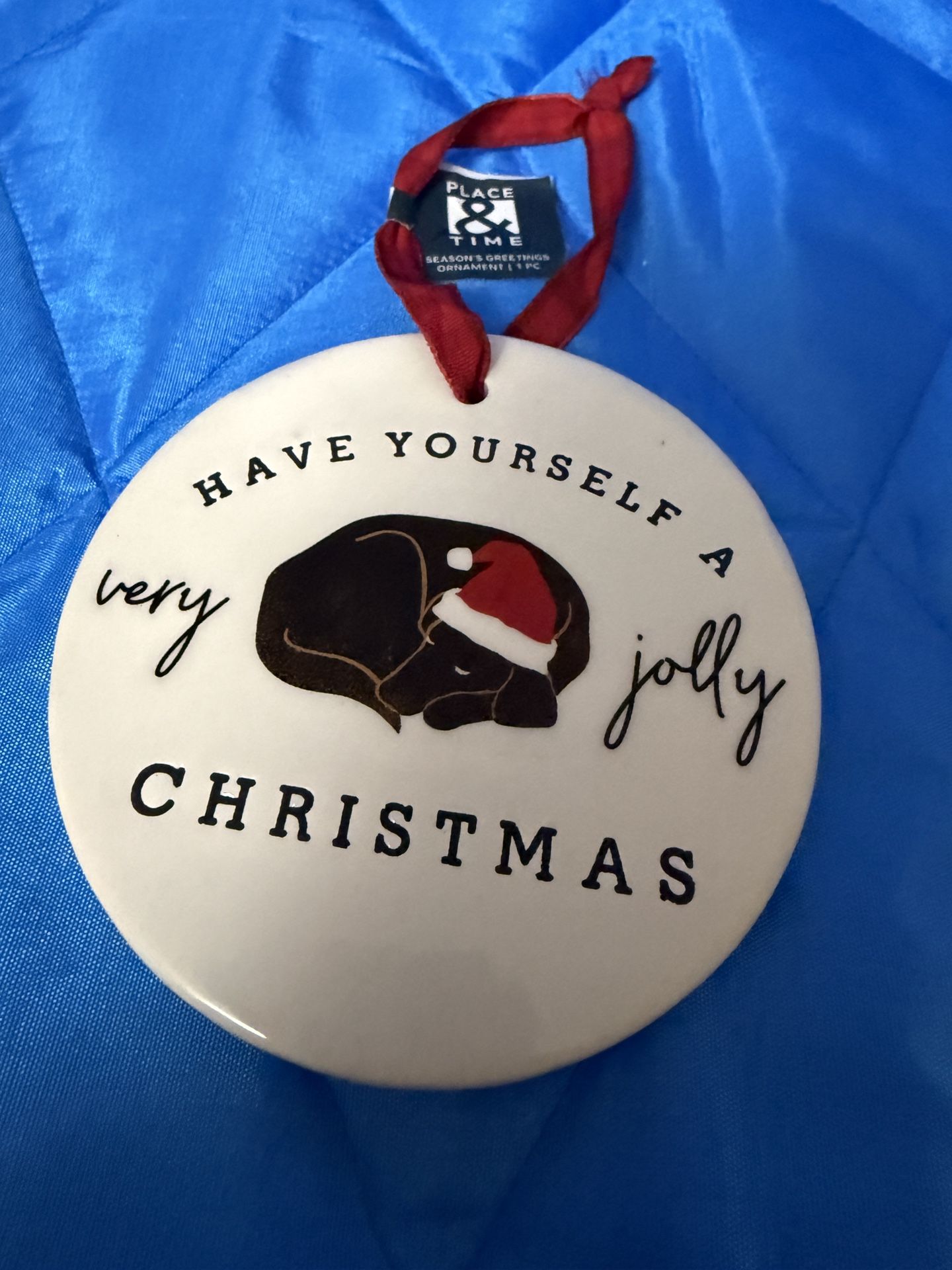 Sleeping Black Labrador Retriever Christmas Ornament Holiday Decoration