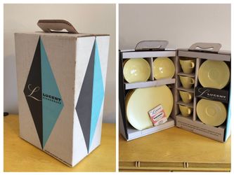 Vintage Lucent Melmac Dinnerware Set of 4 created by Raymond Loewy Associates N.Y.