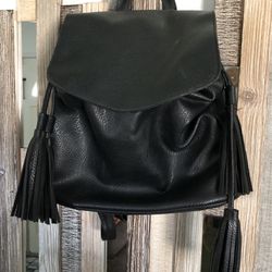 Black Faux Leather Backpack