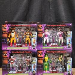 Jazwares Five Nights At Freddy's Endo Series 3 Security Breach  Glamrock's Set Of 4.