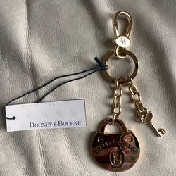 Dooney & Bourke Gold-tone Padlock Key Bag Charm Keychain