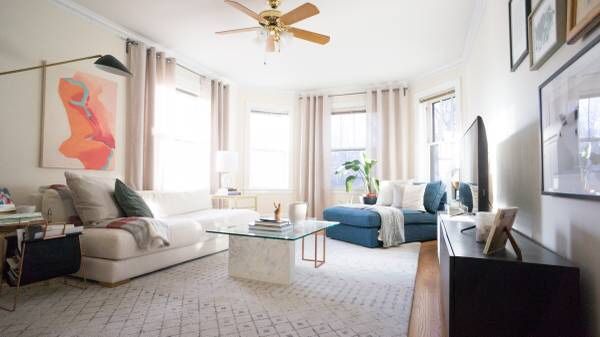 West Elm “Bowie” Glass / Marble / Brass Coffee Table