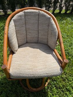Rattan Barrel Chair with Cushions
