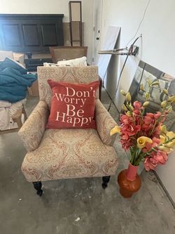 Paisley accent armchair, turned legs — $80 OBO