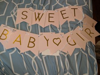 Sweet Baby Girl Banner, Pink And Gold
