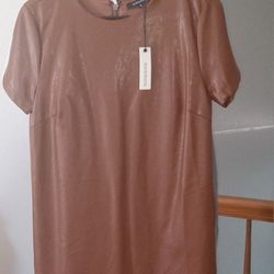 Faux Brown Mini Dress..never Worn