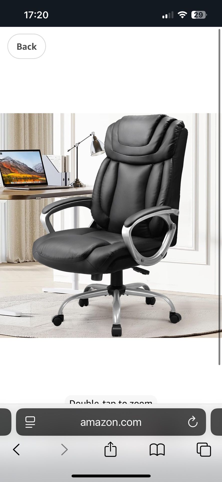 COMHOMA Ergonomic Office Chair Home Office Desk Chairs Comfy Back Support PU Leather Executive Office Chair with Wheels Headrest Padded Armrests Heigh