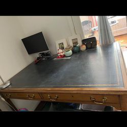 Real Wood Table With Drawers 
