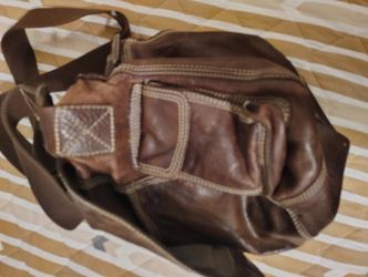 Fossil Leather Messenger Bag Brown Crossbody Unisex
