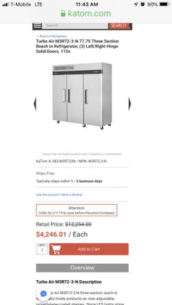 Turbo air 3 refrigerator