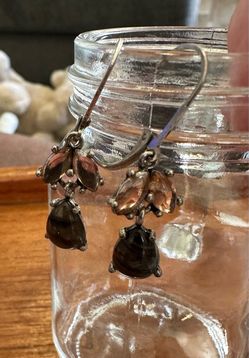 Silver Drop Earrings with Dark Stone