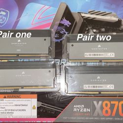 Two pairs of DDR5 Corsair dominator’s 64 GB all together
