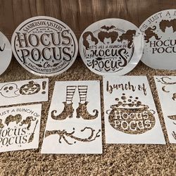 Set Of 9 Hocus Pocus Halloween Stencils