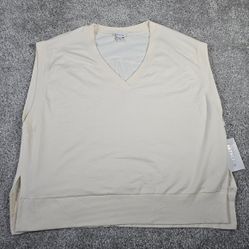 Athleta Retroterry Sweatshirt Womens 3X Cream Sleeveless V-Neck Shirt Active
