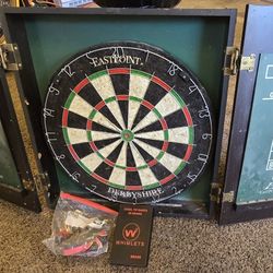 Dart Board In Wood Case