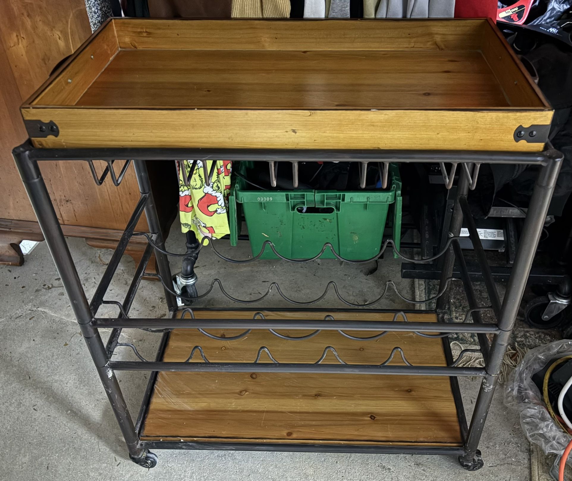 Bar Cart With Wheels And Removable Tray