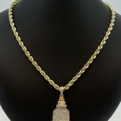 Gold Rope Chain With Plug Pendant 