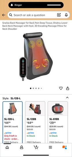 Snailax Back Massager for Back Pain Deep Tissue, Shiatsu Lower Back Neck Massager with Heat