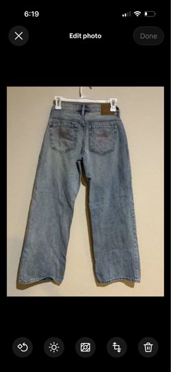 Aeropostale Jeans 00 Short Super Low Rise Baggy Wide Leg Bow Y2K Light Wash