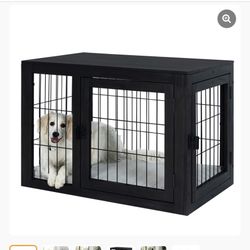 Furniture-Style Dog Crate - Acacia Wood Kennel 