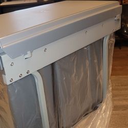 MYOYAY Double Pull Out Under Cabinet Trash Can with Lid 10L + 20L (8 Gallon) Kitchen Cabinet Garbage Can Sliding Out Under Counter Waste Bin, 30 Liter