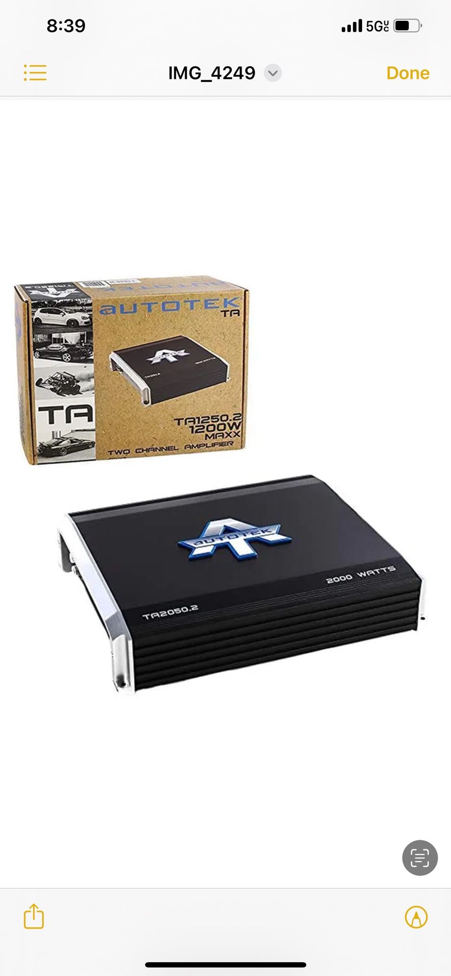 Amplifier TA2050.2 TA Series 2 Channel Car Audio Amplifier (Black) – Class A/B Amp, 2000 W