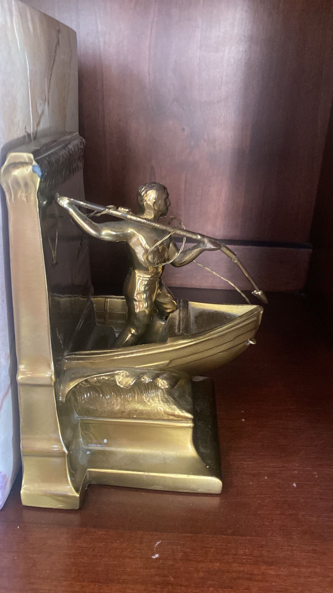 Solid, brass, Whale Fisherman bookends
