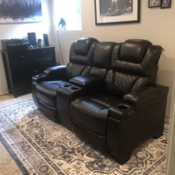 Brown Chocolate Ashley Power Love Seat Recliner Couch Like New