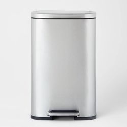 45L Rectangular Step Trash Can Silver 