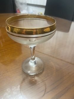 Gold Rim Champagne Coupe Glasses,