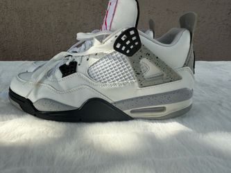 Air Jordan 4 Retro White Cement Men’s Sneakers White Grey Black Pre-Owned