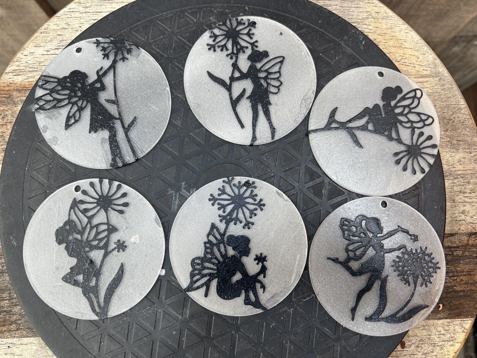 6pc Fairy Silhouette Christmas Ornaments!