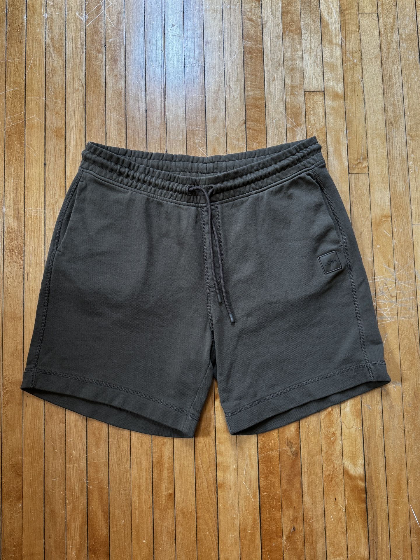 Hugo BOSS Sewalk Sweat Shorts Mens Olive Green Fleece 7 Inch Inseam Sz. XXL