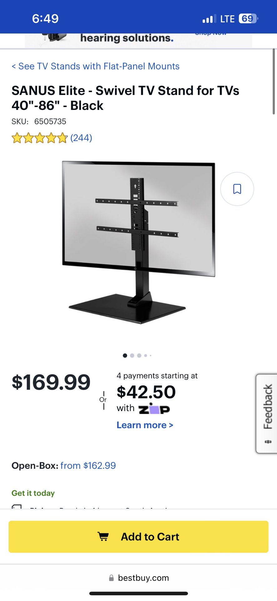 SANUS SWIVEL TV STAND
