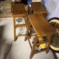 Set of 3 Wood Saddle Seat Bar Stool