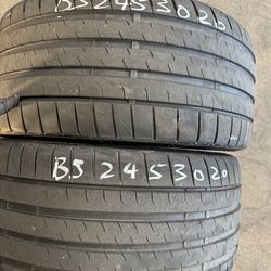 (2) 20” Bridgestone 245/30/20 used tires like new