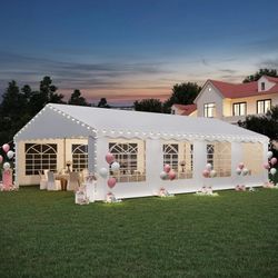 20x30ft Party Tent, Heavy Duty Large Wedding Canopy Outdoor Carport with 8 Removable Sidewalls, 2 Roll-up Doors, 3 Storage Bags, Gazebo Shelter Tent f