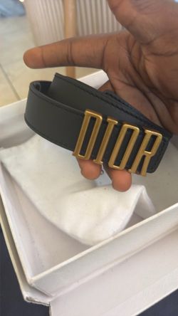 Authentic Women’s Dior D-Fence Black Leather Belt with Gold DIOR Buckle