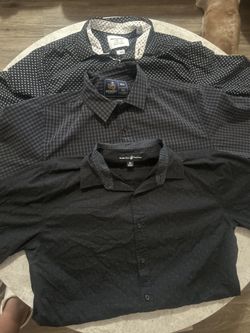 Three Button Up Shirts Two Of Them Have Patterns Colors, Black