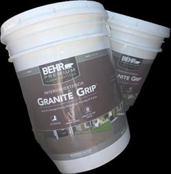 BEHR PREMIUM 5 Gal. Gray Granite Grip Decorative Flat Interior/Exterior Concrete Floor Coating